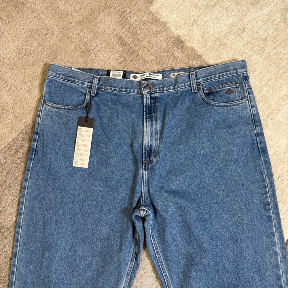 Harley-Davidson Mens Relaxed Fit Blue Denim Jeans 46x30 NWT